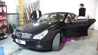Large breasts chick cunt banging dick sucking sex toy playing in garage