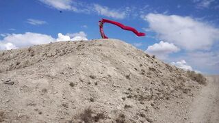 On Top of Hill with Red Flag