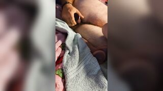 Trying out the fresh thicker sex-toy my wife bought me