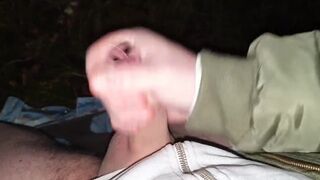 Daddys pierced schlong in the woods. Loud groaning ejaculation