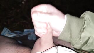 Daddys pierced schlong in the woods. Loud groaning ejaculation