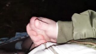 Daddys pierced schlong in the woods. Loud groaning ejaculation