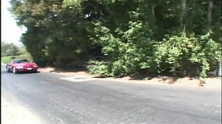 Redhead sweetheart double permeated in a lake