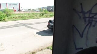 Oral pleasure outdoor for a naughty amateur floozy