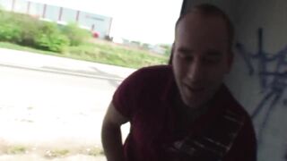 Oral pleasure outdoor for a naughty amateur floozy