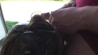 Oral pleasure outdoor for a naughty amateur floozy