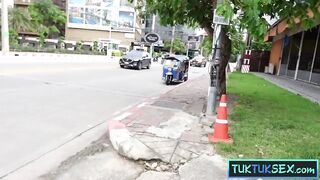 Small golden-haired Oriental teen from Thailand picked up in a TukTuk