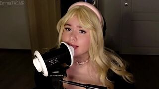 ASMR Step Sis TEASING U - MOIST LICKING, SUCKING, MASSAGE, HJ, UPCLOSE LICKING + FEET - EmmaTASMR