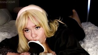 ASMR Step Sis TEASING U - MOIST LICKING, SUCKING, MASSAGE, HJ, UPCLOSE LICKING + FEET - EmmaTASMR