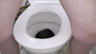 Trashy Kiwi mother I'd like to fuck retrieves and reinserts Ass Plug tail after it falls out during the time that pissing in crap-house