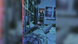 Tattooed Dude Playing With Dong