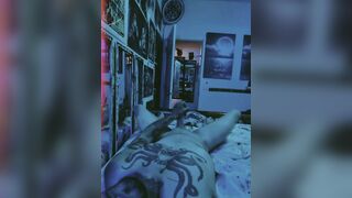 Tattooed Dude Playing With Dong