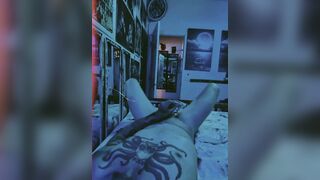 Tattooed Dude Playing With Dong