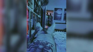 Tattooed Dude Playing With Dong