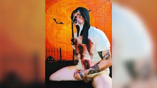 Zombie Ghostface Cosplay Amateur Masturbation Movie scene