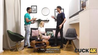 CUCK4K. Preggo wife with natural breasts is enjoying stranger's schlong in front of her spouse