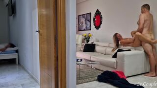 Pair's girlfriend heard groaning and went to check out what her allies are doing in the next room