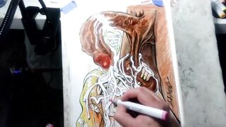 "When Life Gives U Lemon Balls" Erotic Spunk flow Art Drawing BBC Blond Teen Interracial Cum