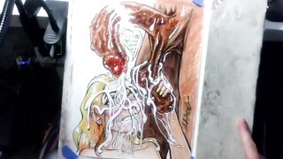 "When Life Gives U Lemon Balls" Erotic Spunk flow Art Drawing BBC Blond Teen Interracial Cum