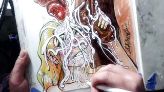 "When Life Gives U Lemon Balls" Erotic Spunk flow Art Drawing BBC Blond Teen Interracial Cum