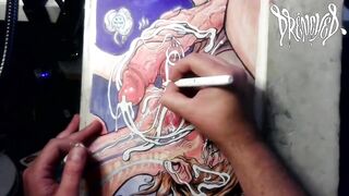 This babe Sucked The Soul Outta My Nuts for a Gigantic Load w/ Xray Vision - Drawing Timelapse by Drenched