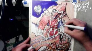 This babe Sucked The Soul Outta My Nuts for a Gigantic Load w/ Xray Vision - Drawing Timelapse by Drenched