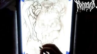 When This babe Manages to Fit Your Ramrod & Balls in Her Throat at The Same Time - Ejaculation Drawing Timelapse