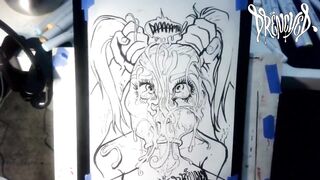 When This babe Manages to Fit Your Ramrod & Balls in Her Throat at The Same Time - Ejaculation Drawing Timelapse