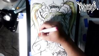 When This babe Manages to Fit Your Ramrod & Balls in Her Throat at The Same Time - Ejaculation Drawing Timelapse