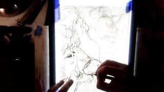 Drawing "The Nut Cruncher" Giant Ball Biting Cum Explosion All Over Her Face, Music by: CeehDeeh