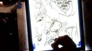 Drawing "The Nut Cruncher" Giant Ball Biting Cum Explosion All Over Her Face, Music by: CeehDeeh