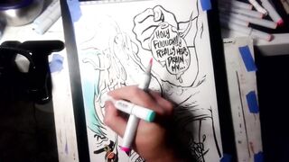 Drawing "The Nut Cruncher" Giant Ball Biting Cum Explosion All Over Her Face, Music by: CeehDeeh