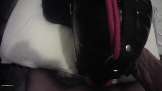 mother I'd like to fuck hogtied in latex and high heels with a lip open throat gag POV. Great throat screwing action