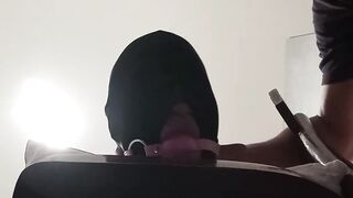 Bound up, blindfolded and ballgagged mother i'd like to fuck gets drilled in her throat, vagina and booty