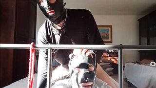 thirty minutes servitude banging and sucking on miniskirt, hose and high heels, with cum on bazookas