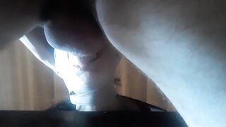 Nylon hooded, taped and blindfolded in a great deepthroat action and blowjob creampie