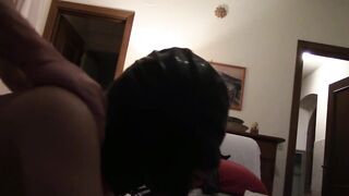 I bound up my wife, hooded, mouth drilled and coarse vagina drilled with creampie