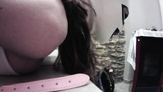 I tied my wife on the table on hose and high heels and drilled her throat