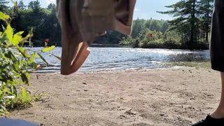 Very Shy Slender dipping at the beach