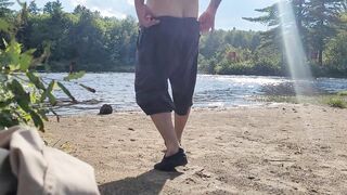 Very Shy Slender dipping at the beach