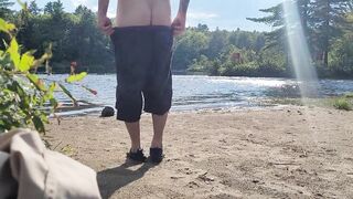 Very Shy Slender dipping at the beach