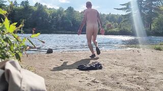 Very Shy Slender dipping at the beach