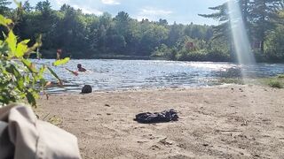Very Shy Slender dipping at the beach