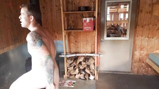 Screwing my butt with my much loved sex tool in forest cabin