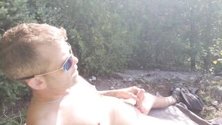 Outdoor public undress - warmup on mountain top