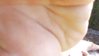 Outdoor public undress - warmup on mountain top