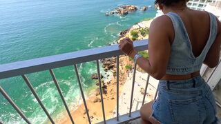 Latin chick cutie with large BUTT gets banged in front of the sea in a hotel - MarArcher
