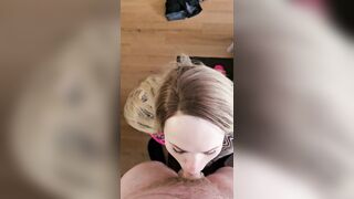 goth floozy surprises me with the most excellent head ever - slow oral pov