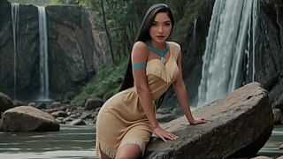 Pocahontas - Sex with Marvelous Native American at Waterfall (AI-Generated)