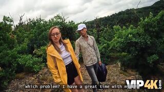 VIP4K. Met a undressed stranger with hawt tits in the forest. Sexy sex with Emejota